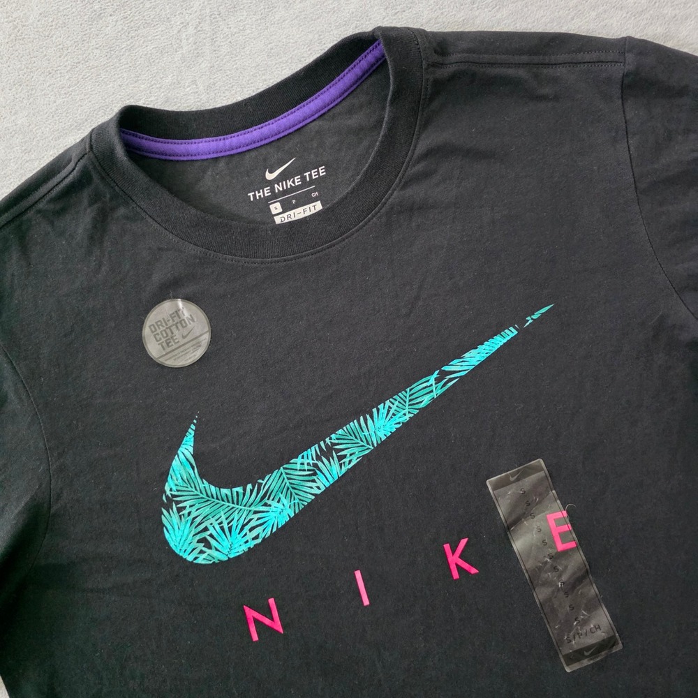 Nike Mens LeBron James Tropical Swoosh Dri-FIT T-Shirt Black CQ7182-010 Small